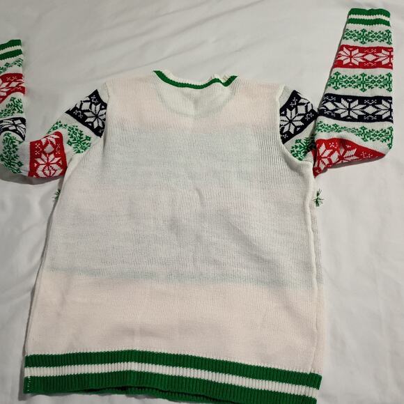 Ugly Christmas Sweater Kids L (11-13) BLESSED 3D Garland Sequins PomPoms - Picture 4 of 9